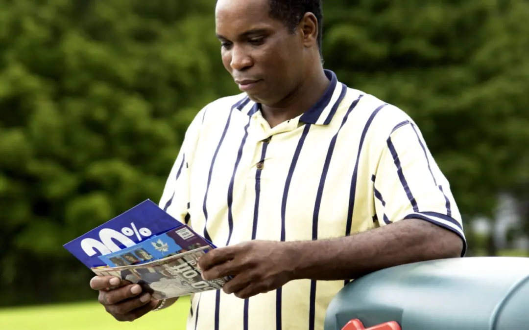Man Getting Direct Mail Postcards